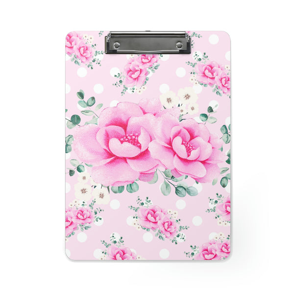 Clipboard-Magenta Pink Floral-White Polka Dots-Pink