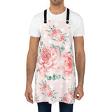 Apron-Lush Pink Floral-White Polka Dots-Pink