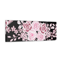 Canvas Art Panel-Floral Bash-Soft Pink-Black-36"x12"
