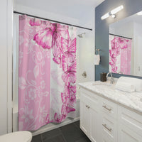 Shower Curtains-Pink Butterfly Duo-White