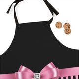 Apron-Glam Pink Bow-Pink Black Pinstripes-Black