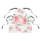 Apron-Lush Pink Floral-Pink Horizontal Stripes-White