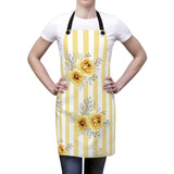 Apron-Yellow Floral Pinstripes
