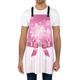 Apron-Glam Pink Bow-Pink White Stencil-Pink White Pinstripes