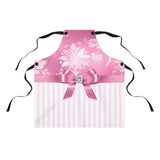 Apron-Glam Pink Bow-Pink White Stencil-Pink White Pinstripes