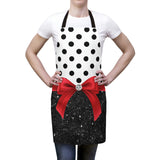 Apron-Glam Red Bow-Black Polka Dots-Black Glitter