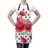 Apron-Rouge Red Floral-Black Polka Dots-White