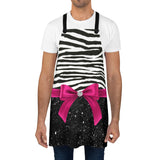 Apron-Glam Passion Pink Bow-Zebra-Black Glitter