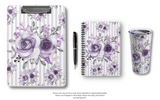 Tumbler 20oz-Soft Purple Floral-Purple Pinstripes-White