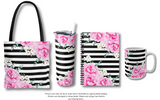 Skinny Tumbler, 20oz-Magenta Pink-Floral Bash-Black Horizontal Stripes-White