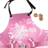 Apron-Glam Pink Bow-Pink White Stencil-Pink White Pinstripes