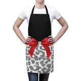 Apron-Glam Red Bow-Grey Leopard-Black