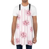 Apron-Pink Floral Pinstripes
