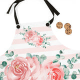 Apron-Lush Pink Floral-Pink Horizontal Stripes-White