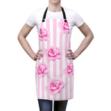 Apron-Magenta Pink-Floral Pinstripes