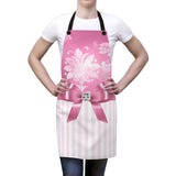 Apron-Glam Pink Bow-Pink White Stencil-Pink White Pinstripes