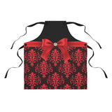 Apron-Glam Red Bow-Red Lace-Black