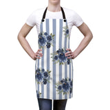 Apron-Stormy Blue-Floral Pinstripes