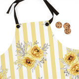 Apron-Yellow Floral Pinstripes