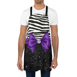 Apron-Glam Purple Bow-Zebra-Black Glitter