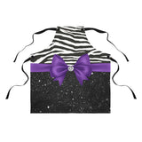 Apron-Glam Purple Bow-Zebra-Black Glitter