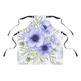 Apron-Soft Blue Floral-Blue Stencil-White