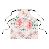 Apron-Lush Pink Floral-White Polka Dots-Pink