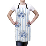 Apron-Soft Blue-Floral Pinstripes