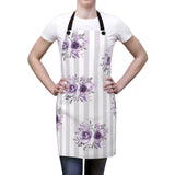 Apron-Stormy Purple-Floral Pinstripes