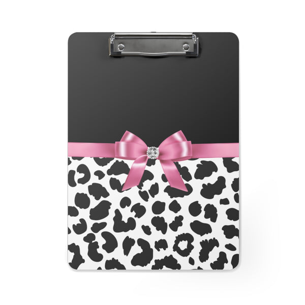 Clipboard-Glam Pink Bow-Snow Leopard-Black