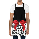 Apron-Glam Red Bow-Snow Leopard-Black