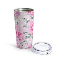Tumbler 20oz-Magenta Pink Floral-White Polka Dots-Pink