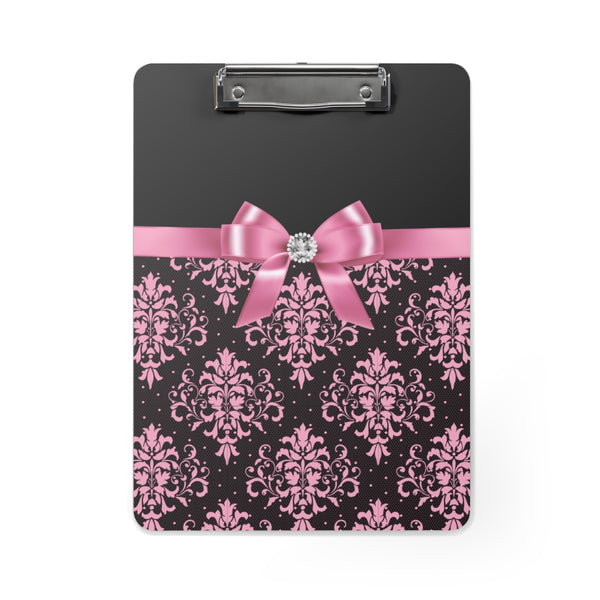 Clipboard-Glam Pink Bow-Pink Lace-Black