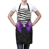 Apron-Glam Purple Bow-Zebra-Black Glitter