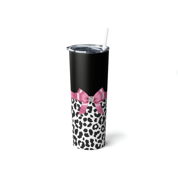 Skinny Tumbler, 20oz-Glam Pink Bow-Snow Leopard-Black