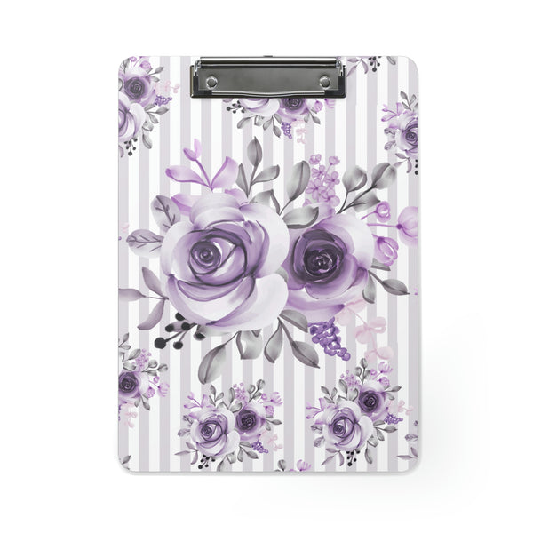 Clipboard-Soft Purple Floral-Purple Pinstripes-White