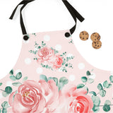 Apron-Lush Pink Floral-White Polka Dots-Pink