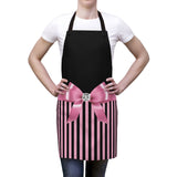 Apron-Glam Pink Bow-Pink Black Pinstripes-Black
