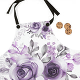 Apron-Soft Purple-Floral Stencil-White