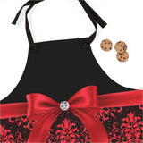 Apron-Glam Red Bow-Red Lace-Black