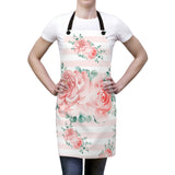 Apron-Lush Pink Floral-Pink Horizontal Stripes-White