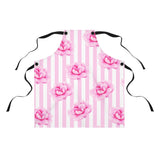 Apron-Magenta Pink-Floral Pinstripes