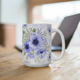 Coffee Mug 15oz-Soft Blue Floral-Soft Blue Stencil-White