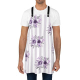 Apron-Stormy Purple-Floral Pinstripes