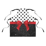 Apron-Glam Red Bow-Black Polka Dots-Black Glitter