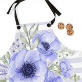 Apron-Soft Blue Floral-Soft Blue Horizontal Stripes-White