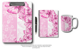 Clipboard-Pink Butterfly Duo-White