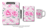 Small Spiral Notebook, 6x8in-Magenta Pink Floral-White Polka Dots-Pink