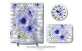 Shower Curtains-Soft Blue Floral-Soft Blue Horizontal Stripes-White