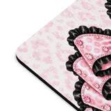 Ballet Pink Black Ruffle Leopard Bow - Mouse Pad